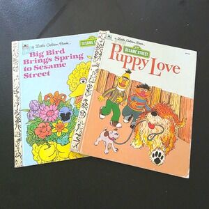 Little Golden Book Sesame Street Puppy Love Big Bird Brings Spring Vintage Kids